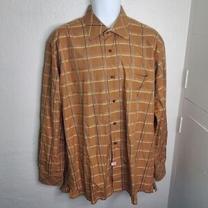 Visconti Uomo 2ply Mercerized Cotton Button Down Shirt Size XL Brown Gold